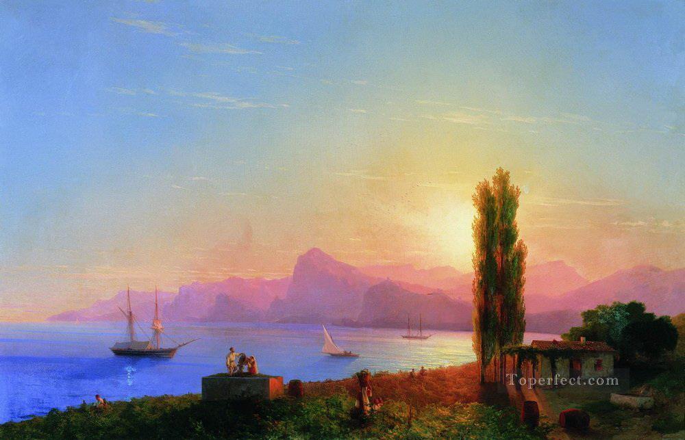 sunset at sea 1856 Romantic Ivan Aivazovsky Russian Oil Paintings